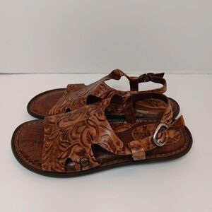 Born Embossed Brown Sandals